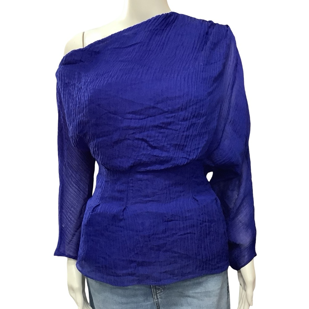 Camilla and Marc Blue Garland One Shoulder Size 4